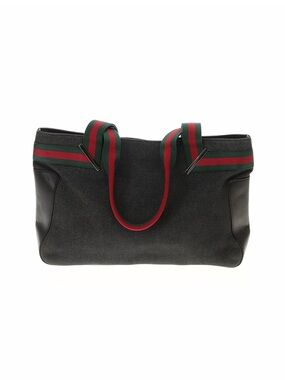 Gucci Black Shoulder Tote with Red & Green Webbing